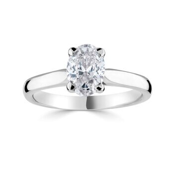 1.00ct Oval Cut Diamond Solitaire Ring, Platinum