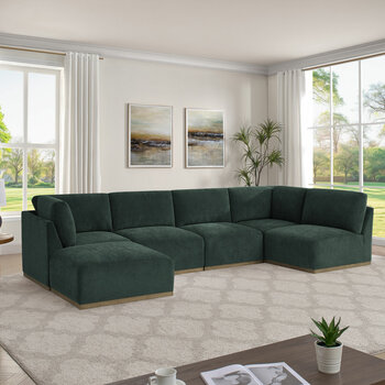 Henredon Murphy Green 6 Piece Modular Fabric Sofa