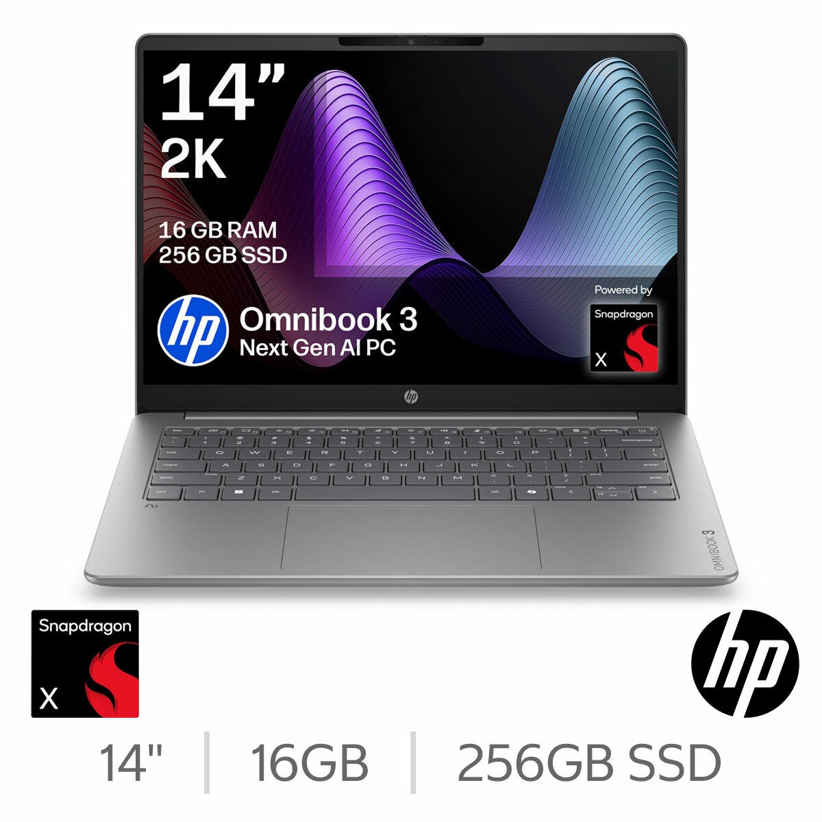 HP Omnibook 3, Copilot+ PC, Snapdragon X, 16GB RAM, 256GB SSD, 14 Inch Laptop, 14-hz0001nax HP Omnibook 3, Copilot+ PC, Snapdragon X, 16GB RAM, 256GB SSD, 14 Inch Laptop, 14-hz0001nax