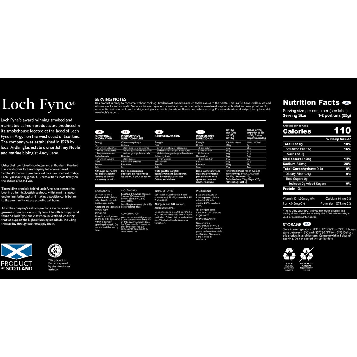 Loch Fyne Bradan Rost Fully Trimmed Kiln Roasted Salmon, 1kg (Serves 8-10 People)
