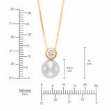 8-8.5mm Freshwater White Pearl & 0.07ct Diamond Pendant, 14ct Yellow Gold 8-8.5mm Freshwater White Pearl & 0.07ct Diamond Pendant, 14ct Yellow Gold