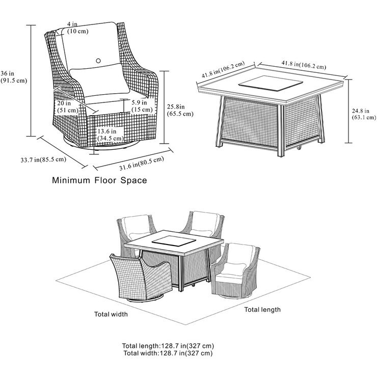 Agio Eldorado 5 Piece Woven Fire Chat Patio Set + Cover Costco UK