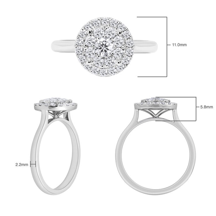 0.62ctw Round Brilliant Cut Diamond Ring, 18ct White Gold