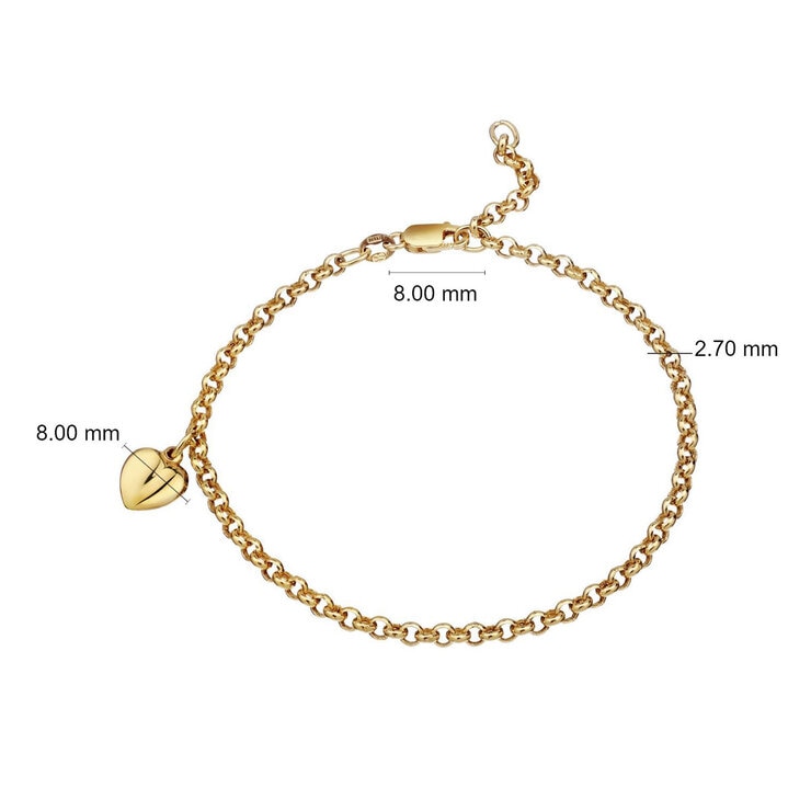 14ct Yellow Gold Heart Charm Bracelet 14ct Yellow Gold Heart Charm Bracelet