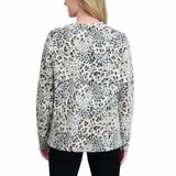 DKNY Ladies Leopard Print Cardigan in Ivory