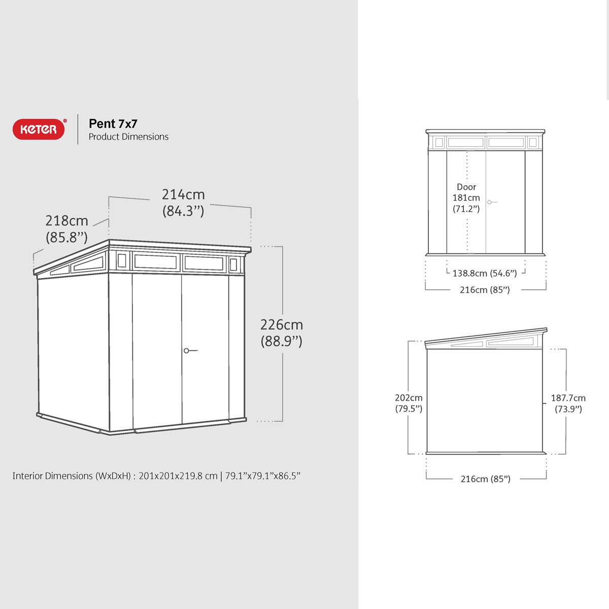 Keter Ashwood Signature 7ft 1" x 7ft 1" (2.16 x 2.16m) Storage Shed