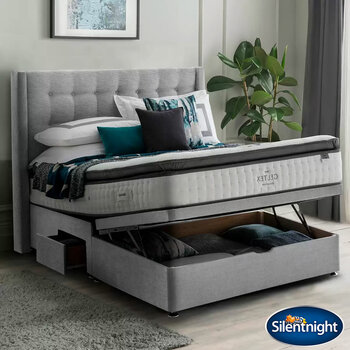 Silentnight Ottoman Divan Base with Bloomsbury Headboard in 4 Colours & 3 Sizes