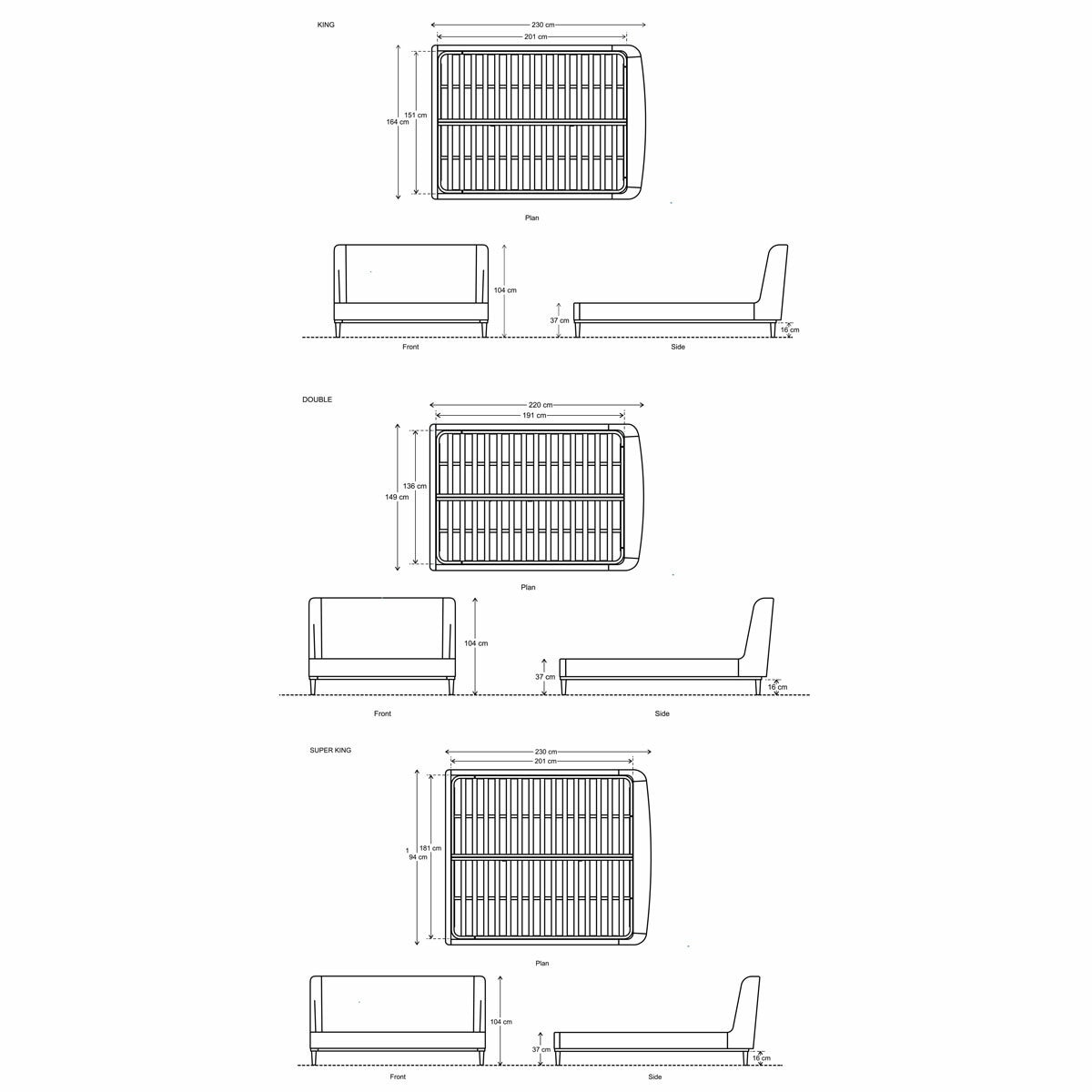 Swyft Bed 02 Charcoal Grey Velvet Bed Frame in 3 Sizes