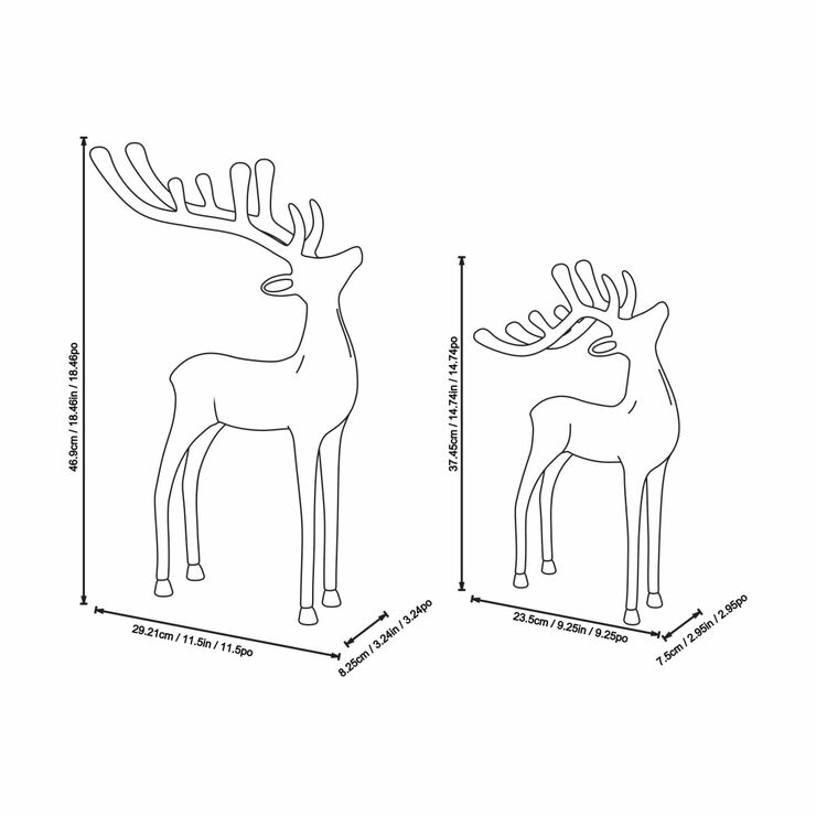 Aluminum Reindeer Assortment- Set Of 2- Silver