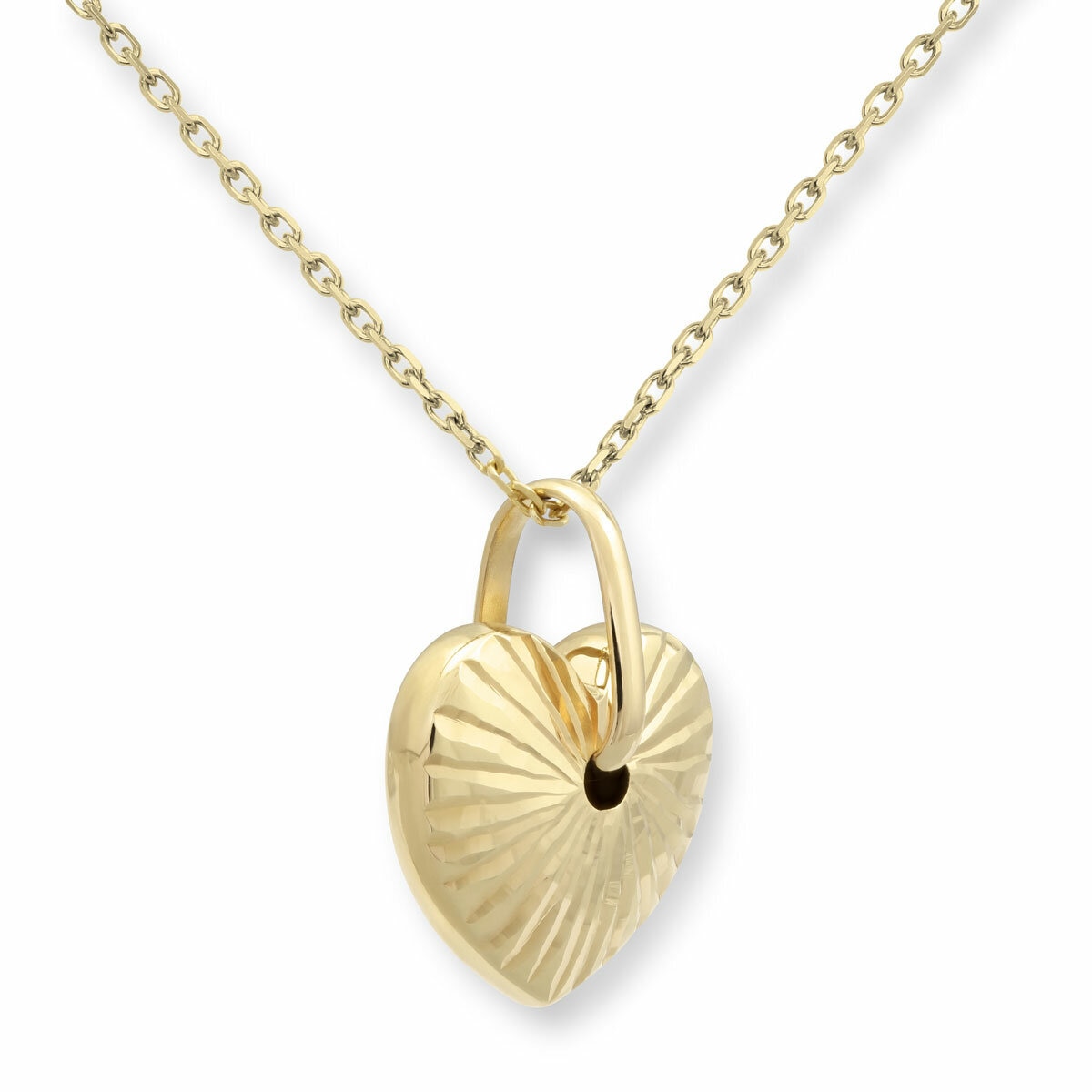 14ct Yellow Gold Textured Heart Drop Pendant