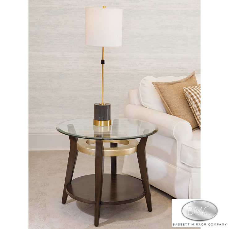 Embry Round Glass Top Lamp Table with Gold Accent Costco UK