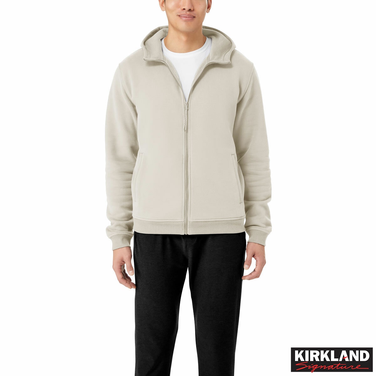 Kirkland Signature Mens Full Zip Hoody in Beige