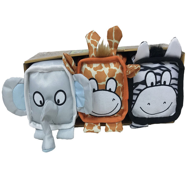 Bone & Barkers All In One Fun Dog Toys 3 Bugs and 3 Safari Cubeez (2