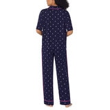 Room Service Notch Collar 2 Piece PJ Set in Navy