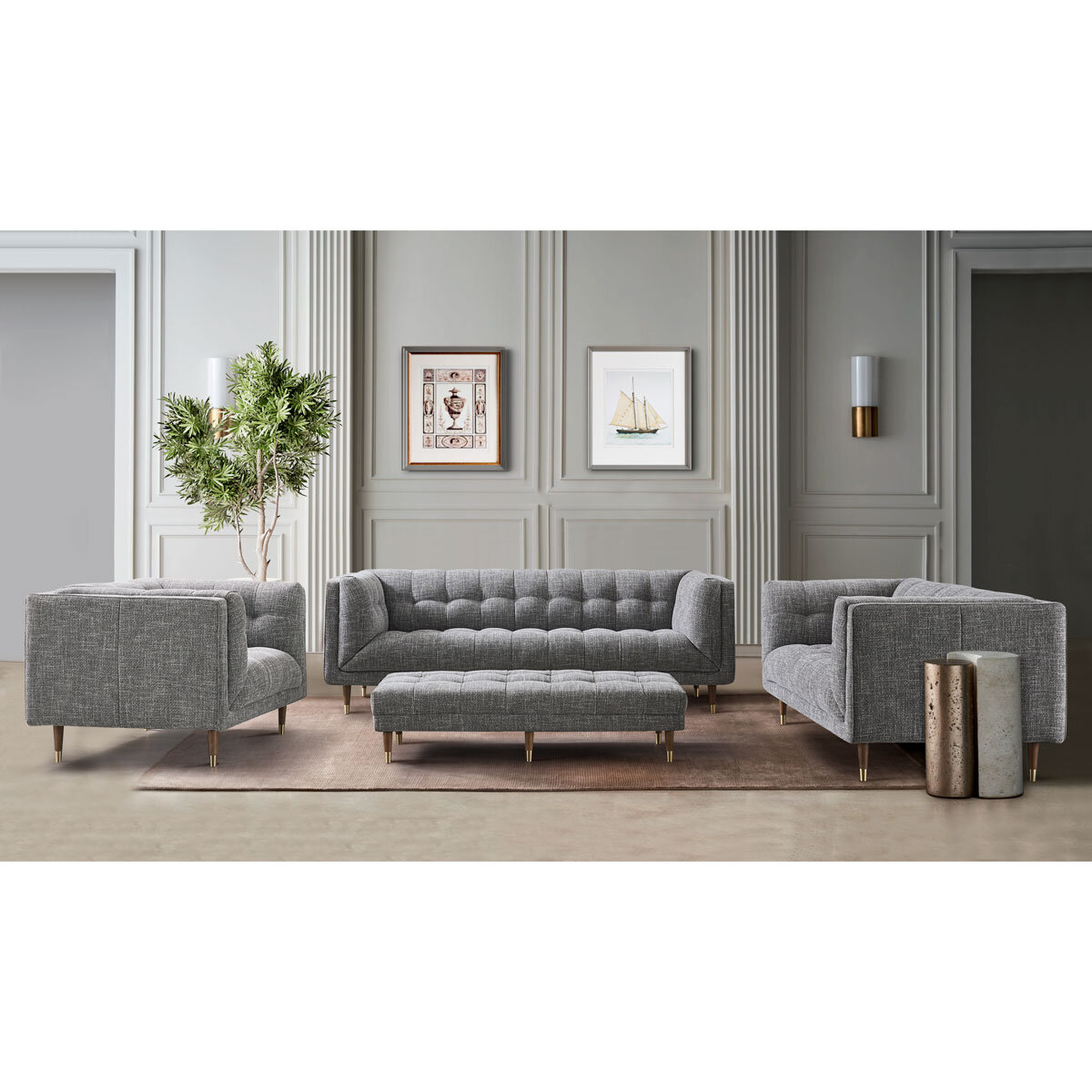 Isla Grey Fabric Large 2 Seater Sofa