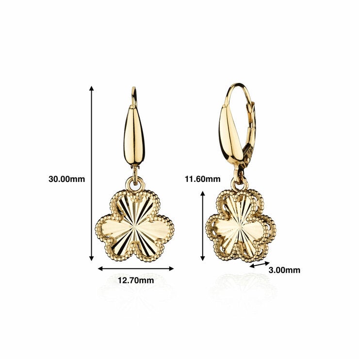 14ct Yellow Gold Three Heart Diamond Cut Earrings 14ct Yellow Gold Three Heart Diamond Cut Earrings