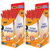 Bic Cristal Medium Ballpoint Pen in Red - Pack of 100