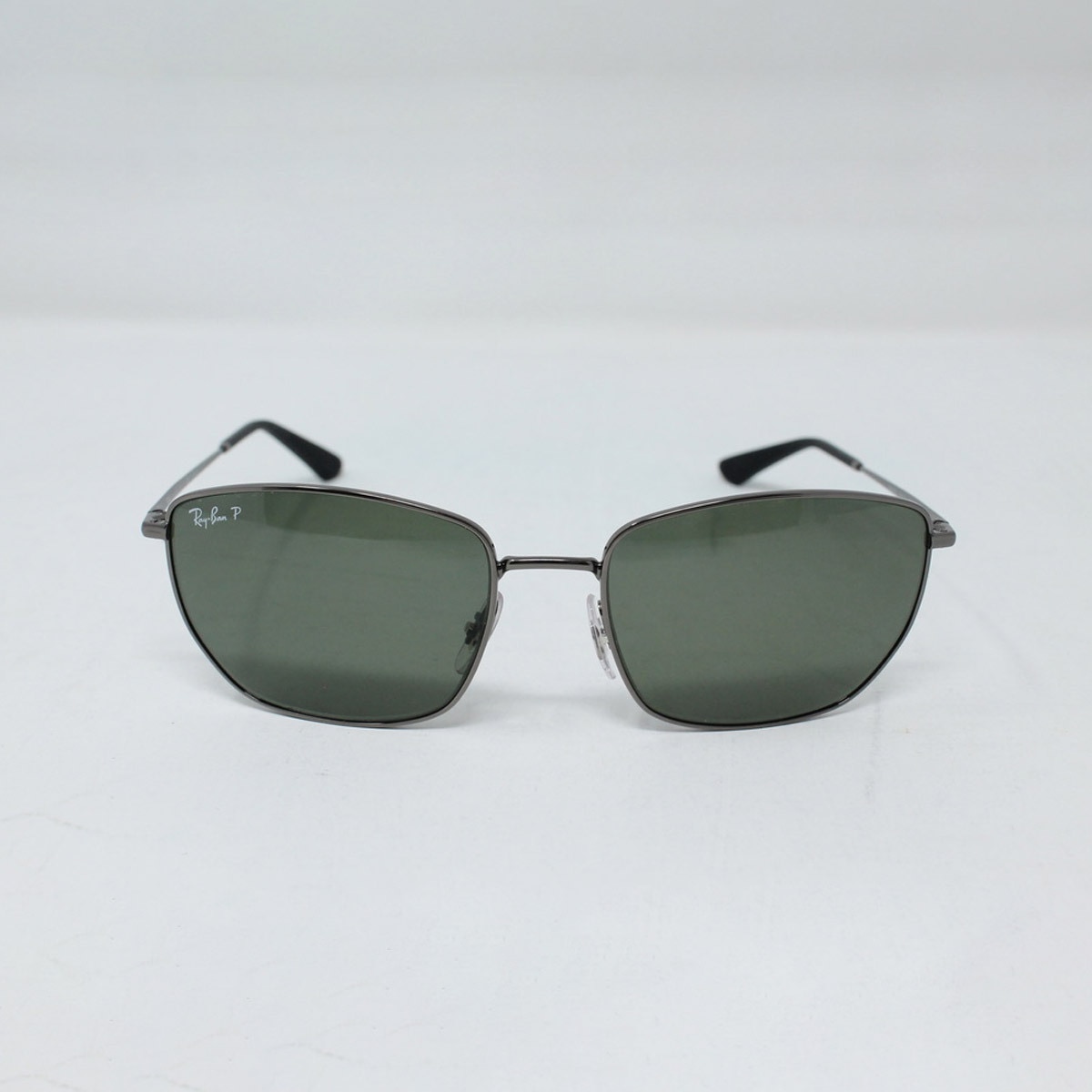 RayBan Gunmetal Metal Sunglasses with Green Polarised Lenses, RB3653
