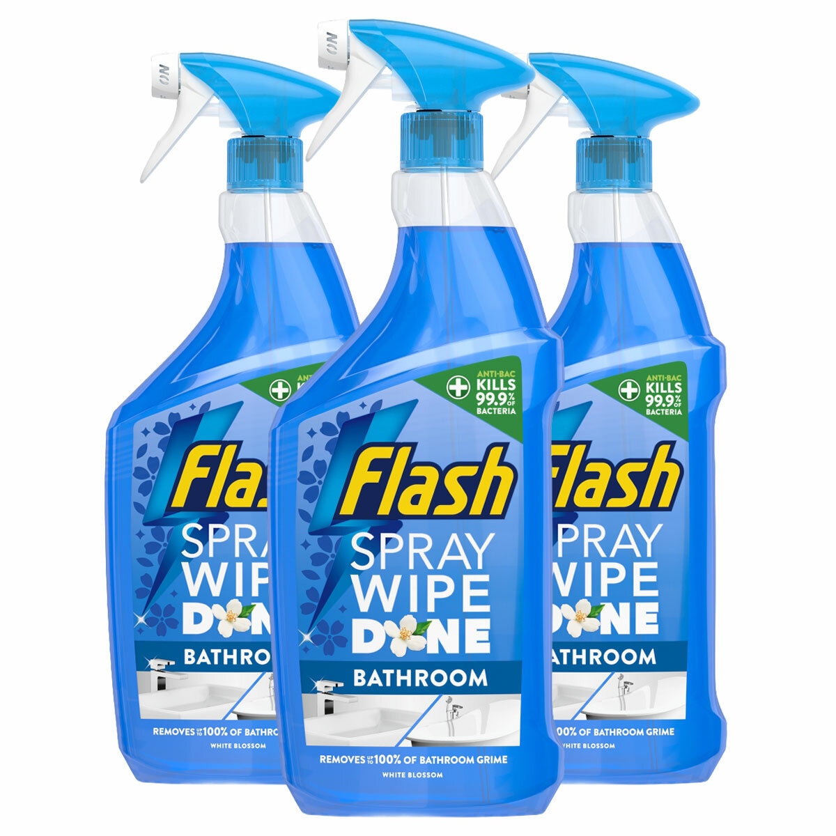 Flash Spray Wipe Done Bathroom, 3 x 800ml