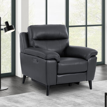 Grace Dark Grey Leather Power Reclining Armchair