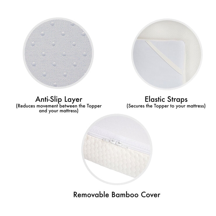 Panda Memory Foam Bamboo Mattress Topper, Super King