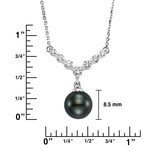 8.0-9.0mm Tahitian Cultured Pearl & 0.35ctw Diamond Pendant, 14ct White Gold