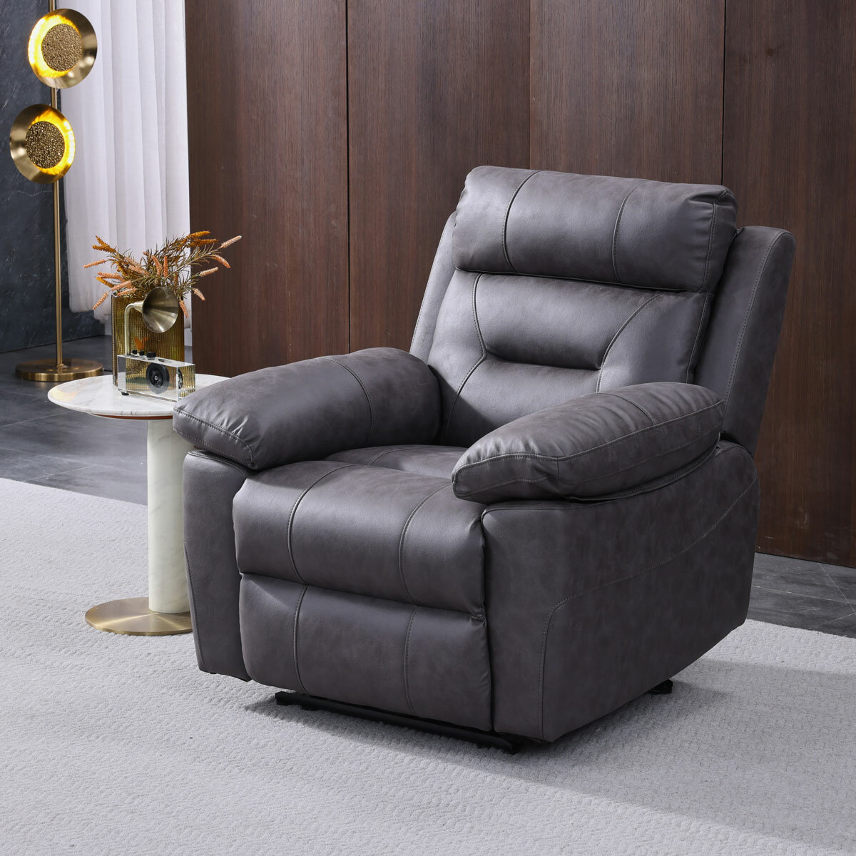 Lucca Grey Fabric Power Recliner Armchair