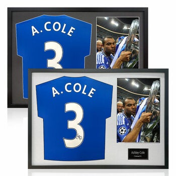Ashley Cole Signed Framed Chelsea Football Shirt including 1 Photo in 2 Options: White or Black