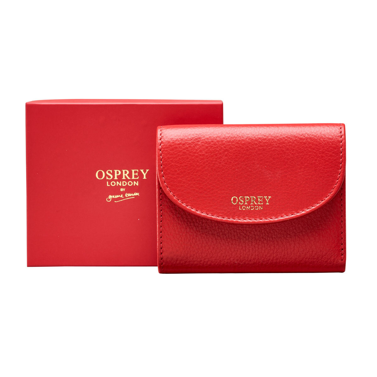 Osprey London Tilly Grainy Hide Leather Women's Purse, Red with Gift Box