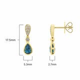 Pear Cut Blue Topaz & 0.13ctw Diamond Earrings, 18ct Yellow Gold
