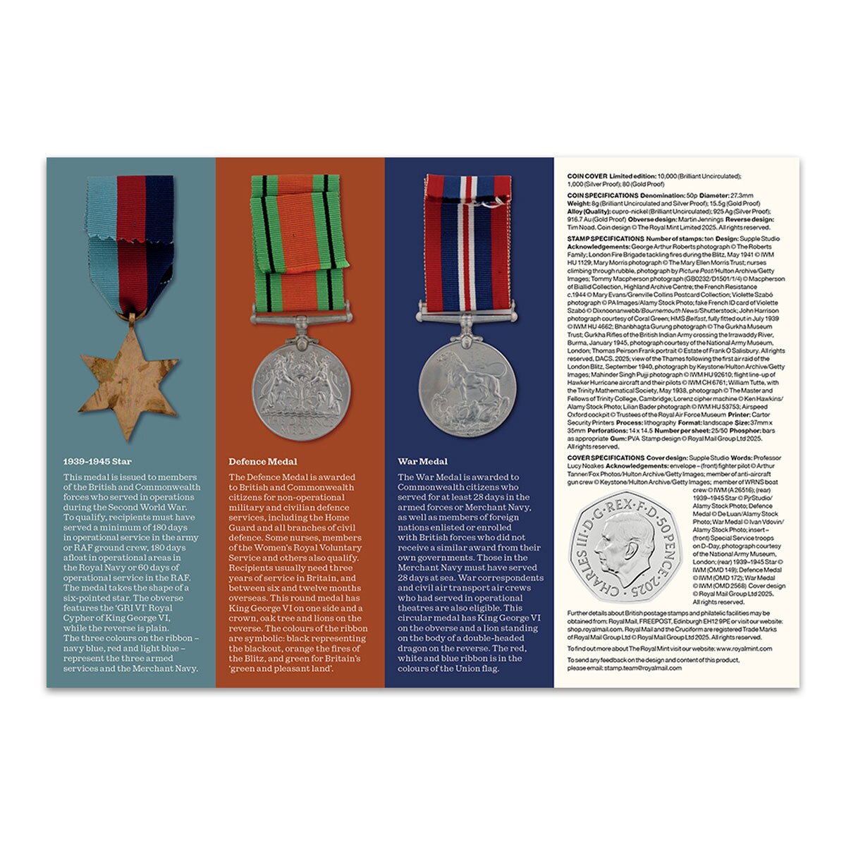 Stories of WWII 50p BU Coin and Stamps Coin Cover from Royal Mail® and The Royal Mint