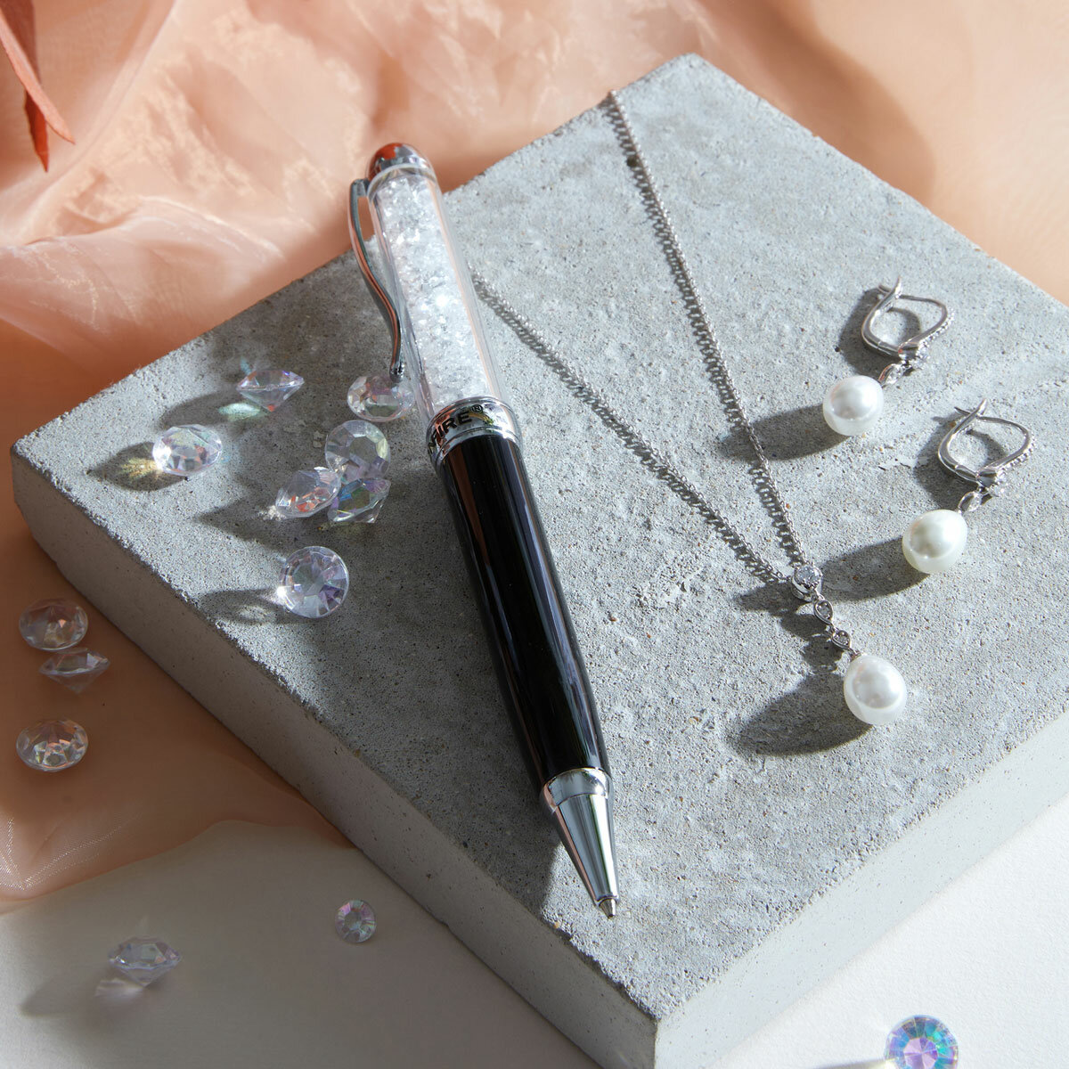 Diamonfire Shell Pearl Drop Necklace