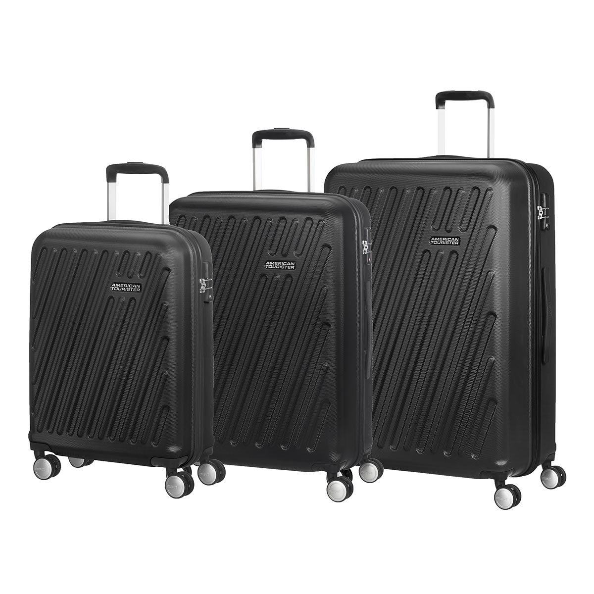 American Tourister Hypercube 3 Piece Hardside Suitcase Set, Black