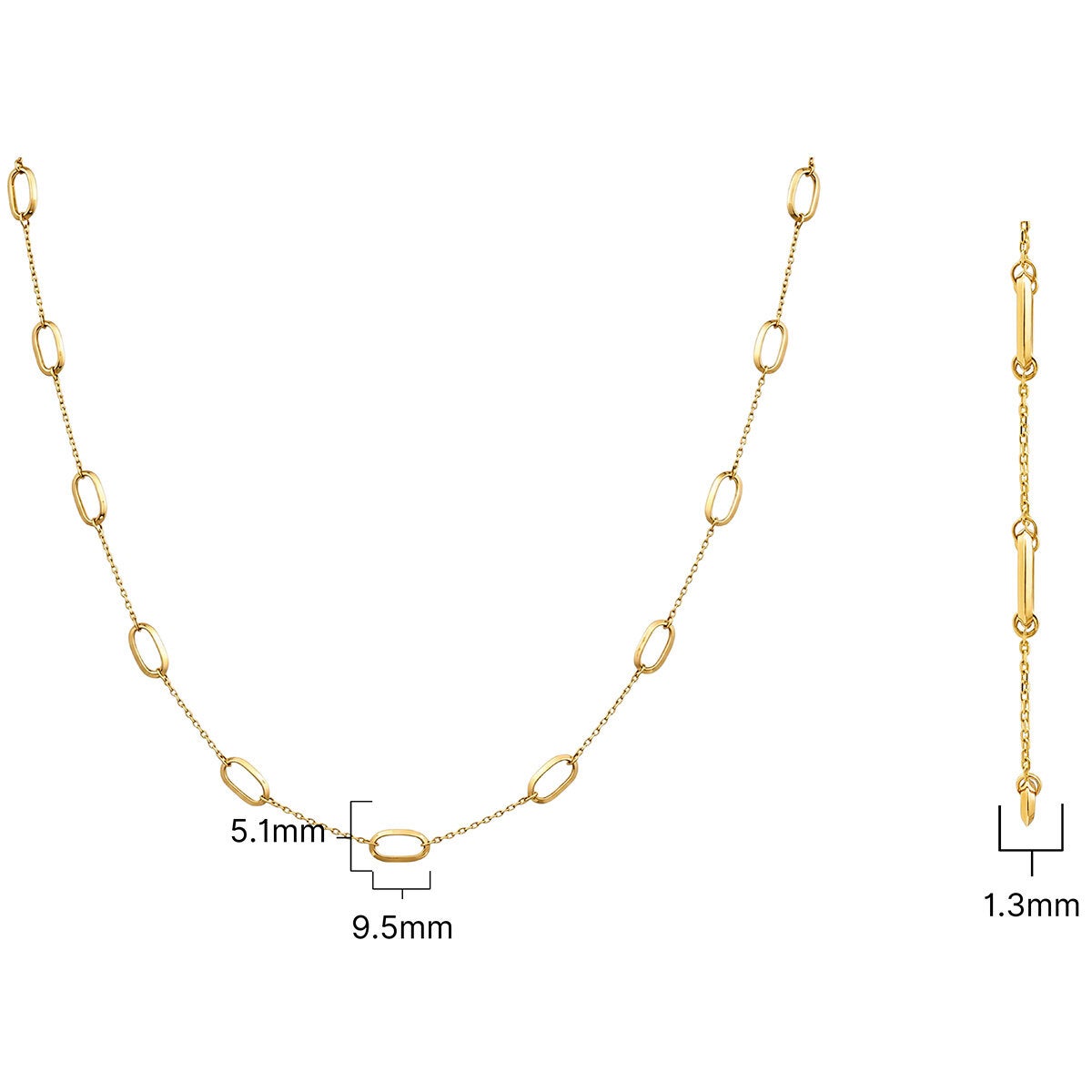 14ct Yellow Gold Paperclip Station Necklace 14ct Yellow Gold Paperclip Station Necklace