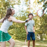 Lifestyle image of people playing badminton