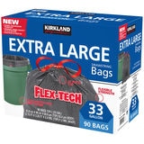 Kirkland Signature 33 Gallon Flex-Tech Bin Bags, 90 Pack