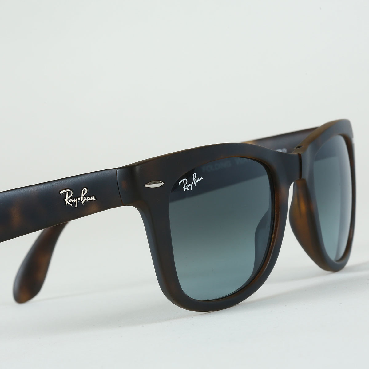 Ray-Ban Tortoise Shell Folding Sunglasses with Dark Blue Lenses, RB4105 ...