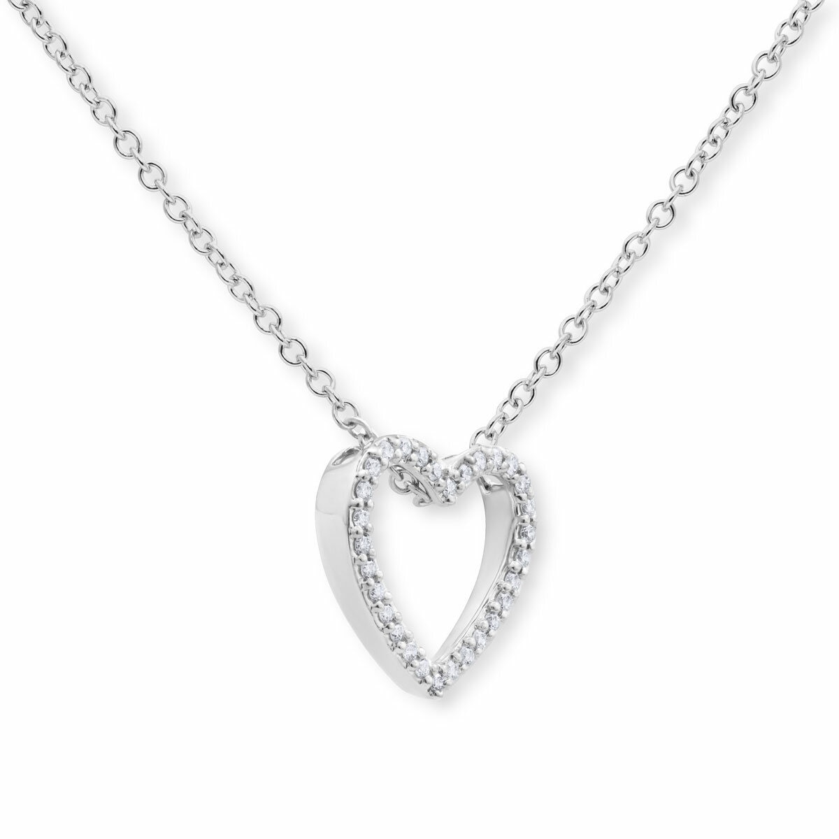 0.09ctw Round Brilliant Cut Diamond Heart Pendant, 18ct White Gold 0.09ctw Round Brilliant Cut Diamond Heart Pendant, 18ct White Gold