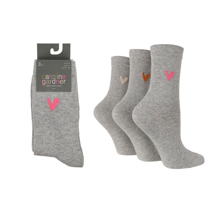 Caroline Gardner Ladies Crew Sock 6 Pack in Grey Caroline Gardner Ladies Crew Sock 6 Pack in Grey