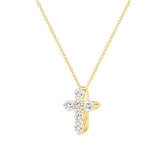 0.50ctw Round Brilliant Cut Diamond Cross Pendant, 14ct Yellow Gold