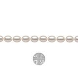 10-10.5mm Cultured Freshwater White Oval Pearl Bracelet, 18ct White Gold