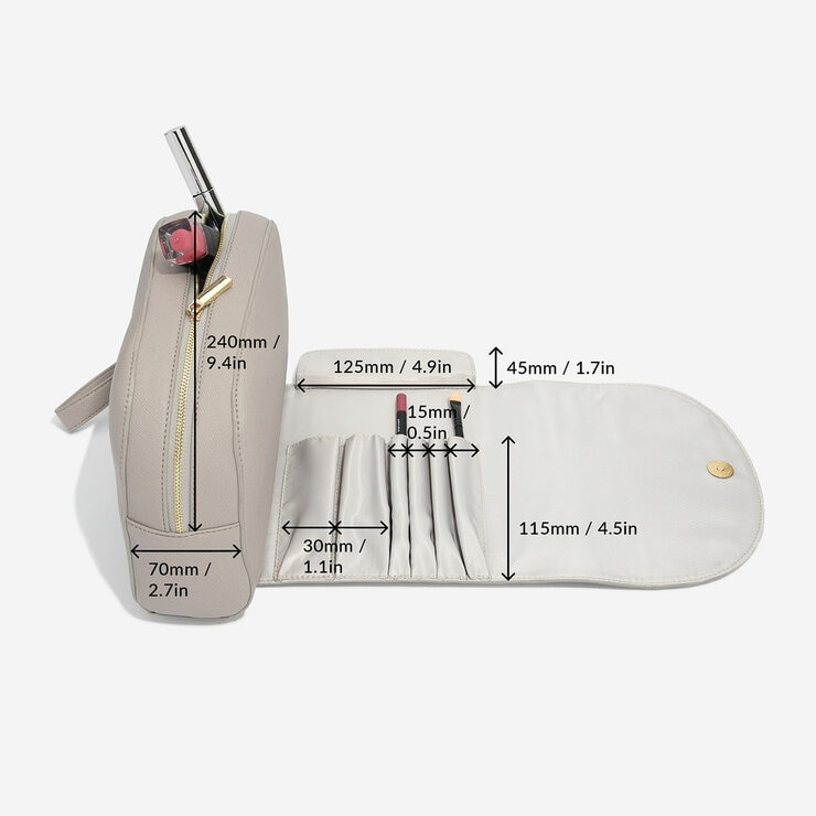 Taupe Wrap Around Makeup Bag