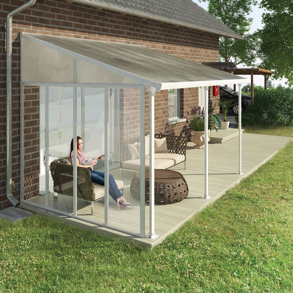 Palram Canopia Feria 3 SideWall Patio Cover, White