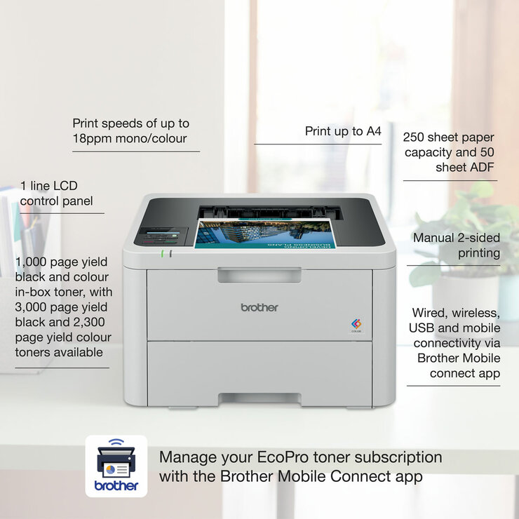 Brother LED colour Printer, HL-L3220CWE