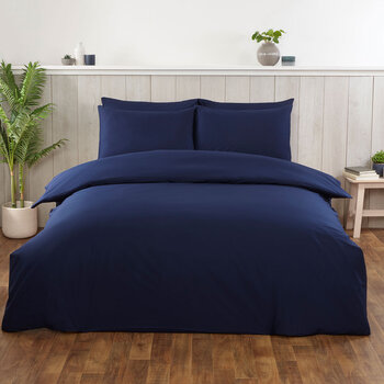 Cotton Exchange Manchester 200 Thread Count Percale Navy 3 Piece Bed Set, in 4 Sizes