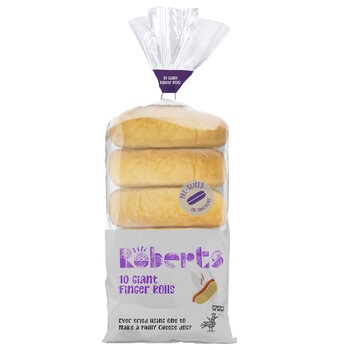 Roberts White Finger Rolls, 10 Pack