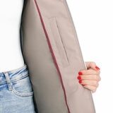 DKNY Ladies Long Down Coat with Hood in Taupe