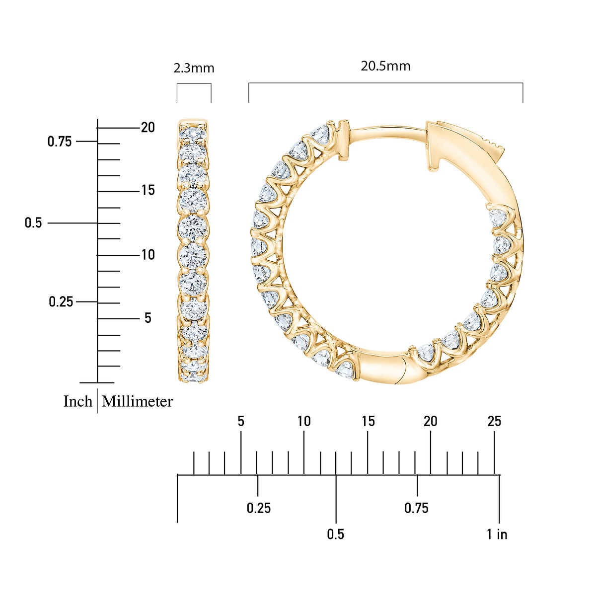 1.00ctw Diamond Hoops, 14K Yellow Gold