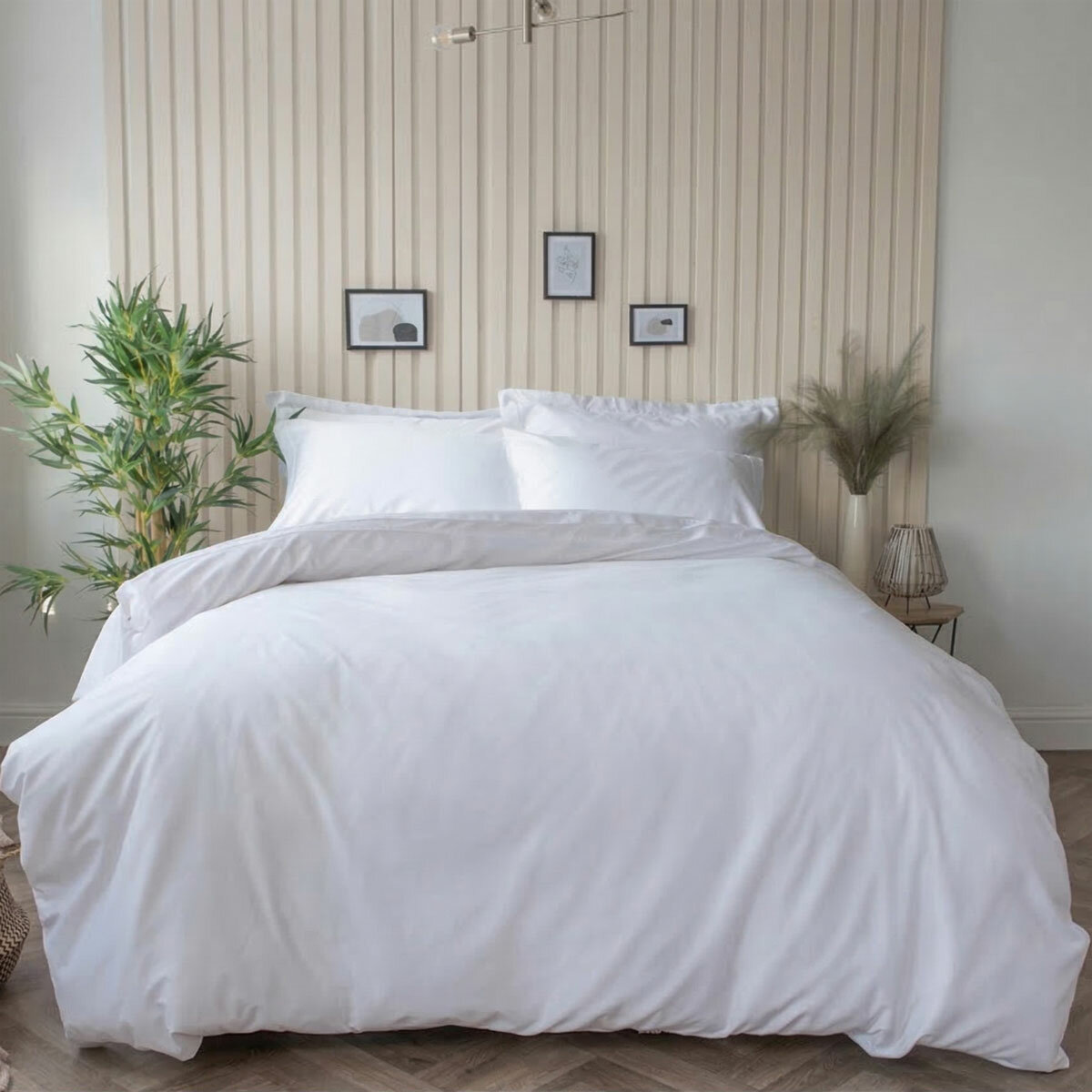 Belledorm Bamboo Cotton Blend White Duvet Cover Set in 4 Sizes