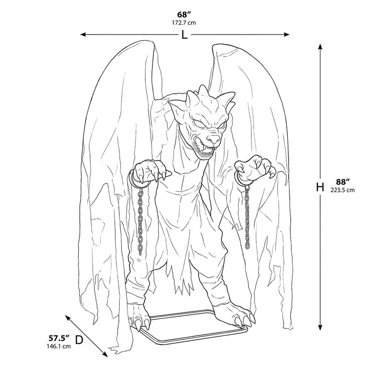 Halloween 7.5ft (2.3m) Animated Gargoyle With Lights & Sounds Halloween 7.5ft (2.3m) Animated Gargoyle With Lights & Sounds